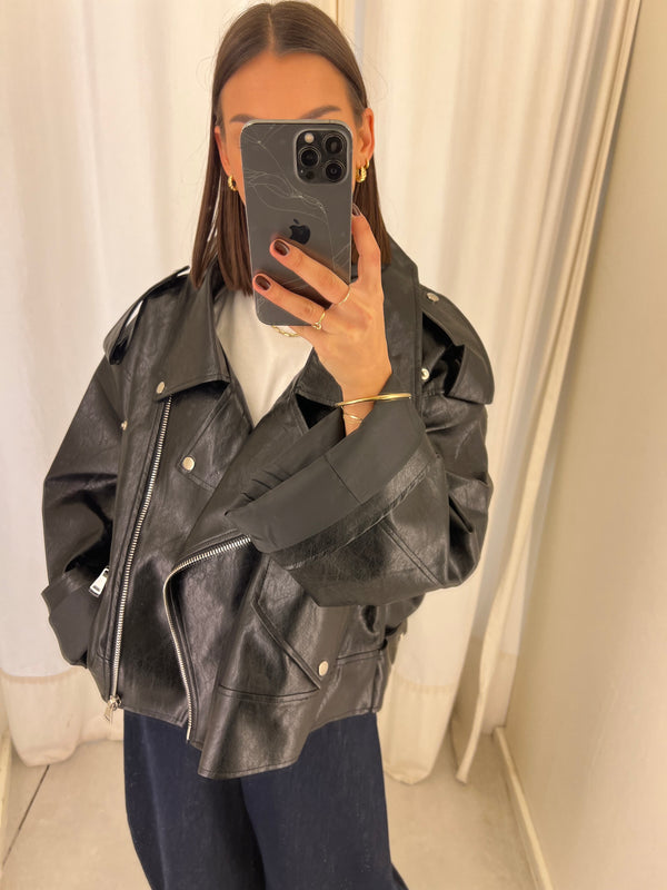 Vegan leather bikerjack black