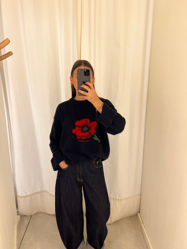 coucou macaron knit poppy print