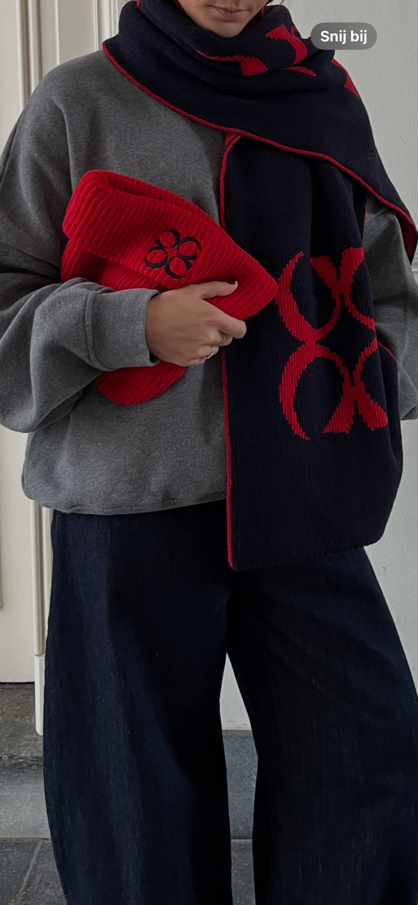 coucou willow scarf navy-red