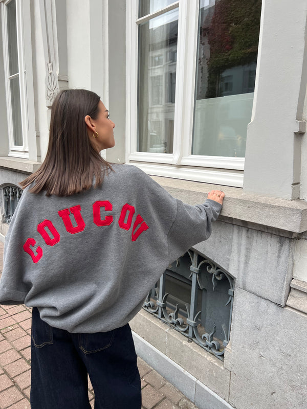 coucou joseph sweater dark grey / red