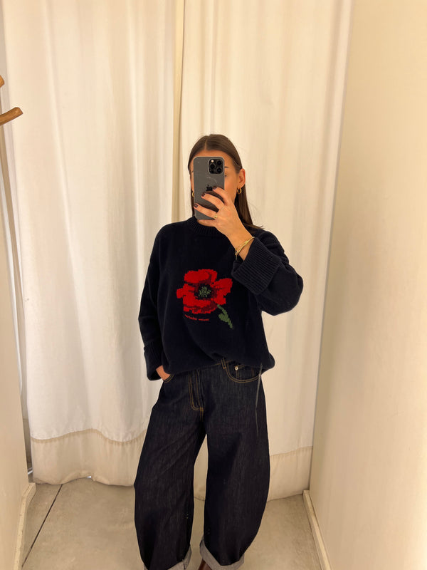 coucou macaron knit poppy print