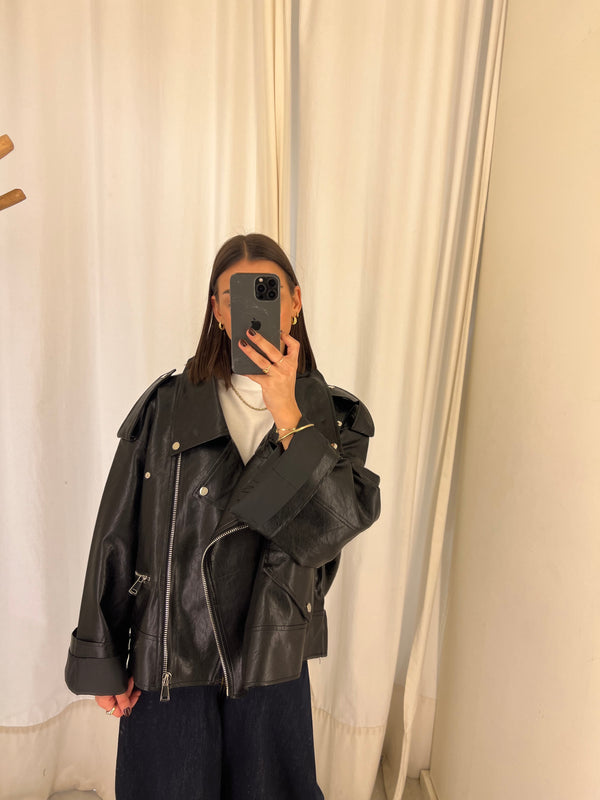 Vegan leather bikerjack black