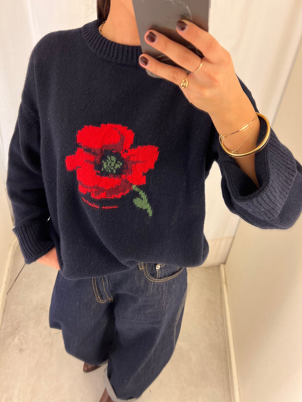 coucou macaron knit poppy print