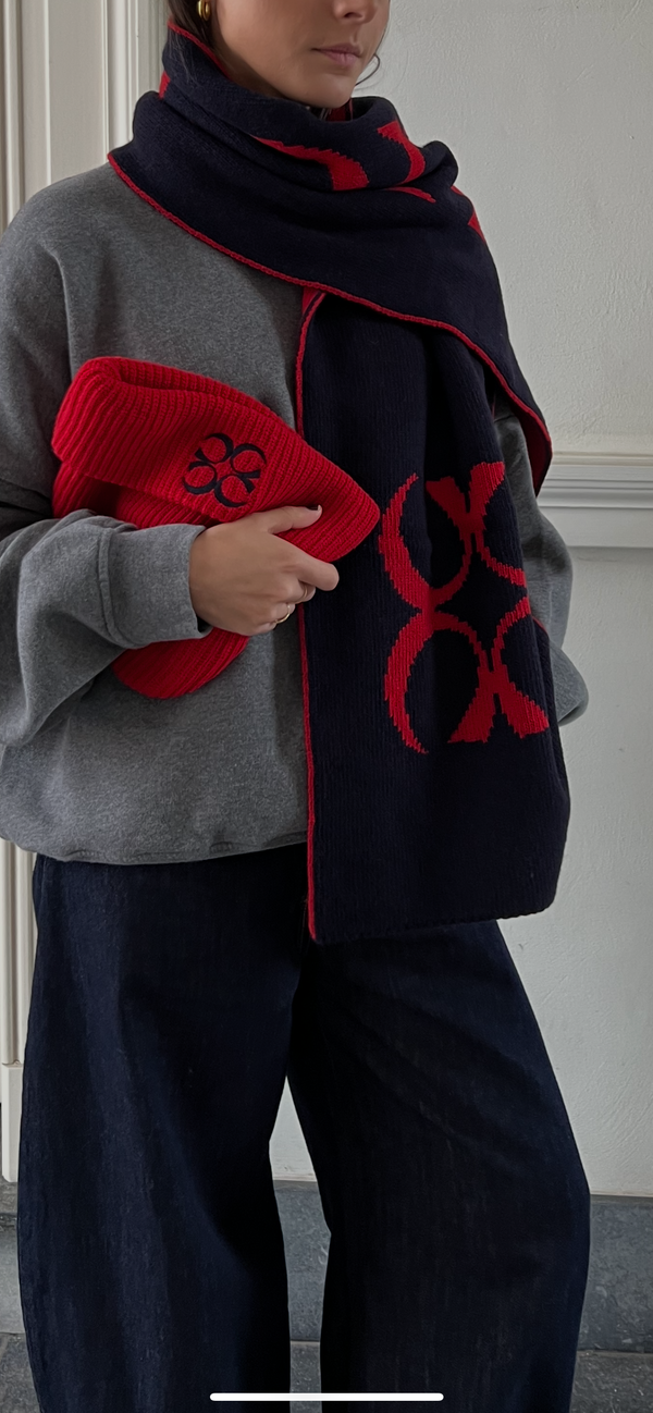 coucou willow scarf navy-red