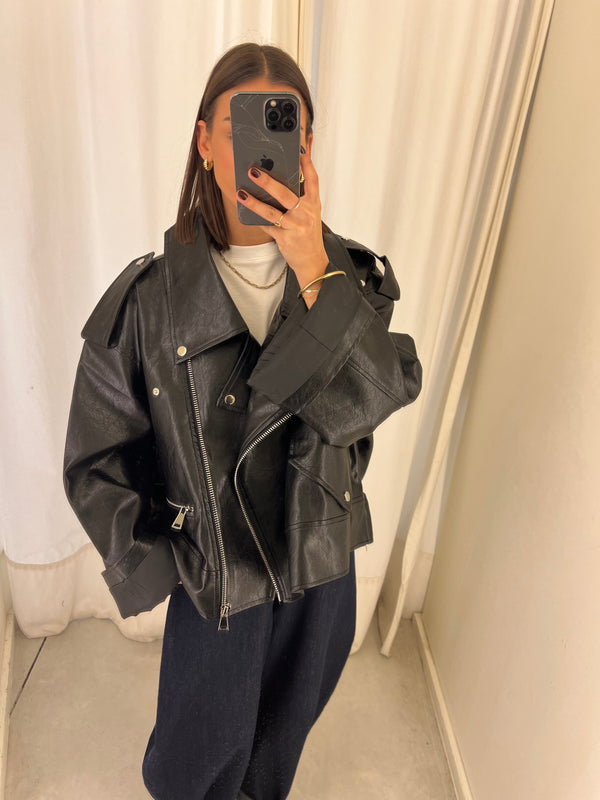 Vegan leather bikerjack black