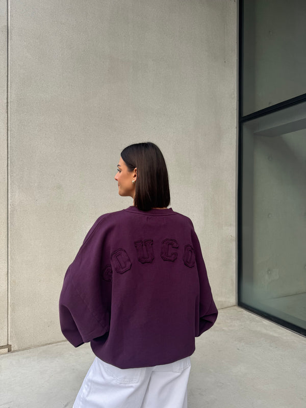 JOSEPH SWEATER COUCOU AUBERGINE WITH DESTROYED LETTERS