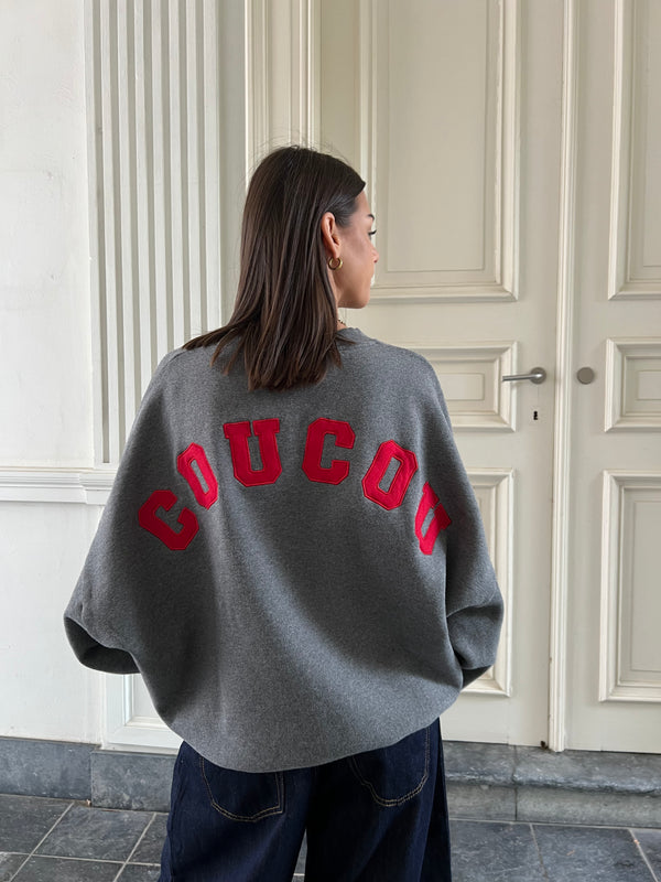 coucou joseph sweater dark grey / red