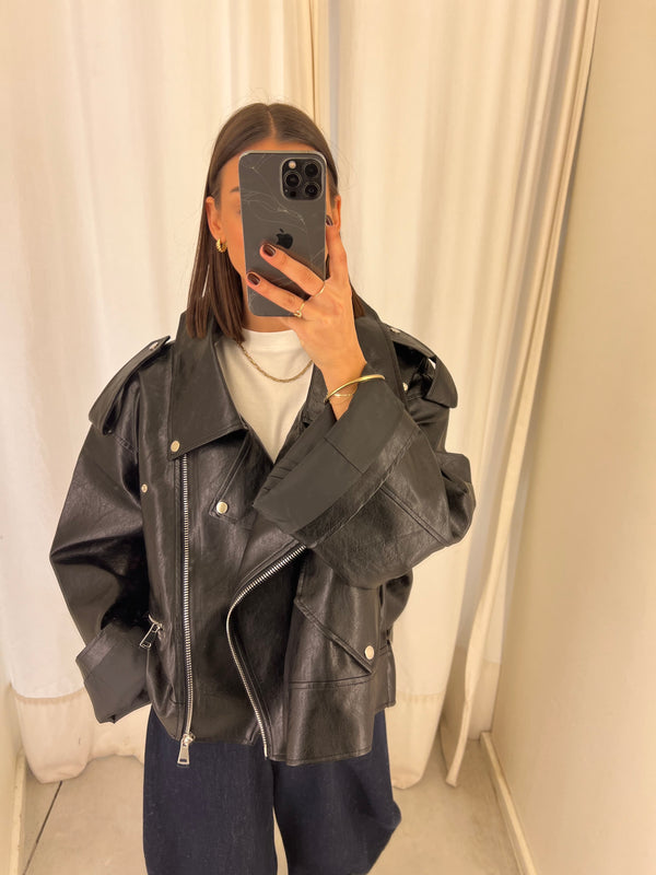 Vegan leather bikerjack black