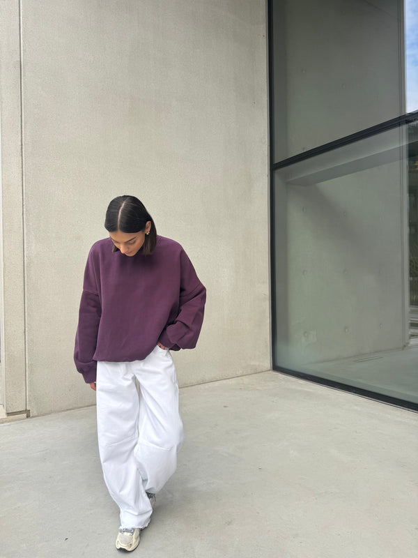 JOSEPH SWEATER COUCOU AUBERGINE WITH DESTROYED LETTERS