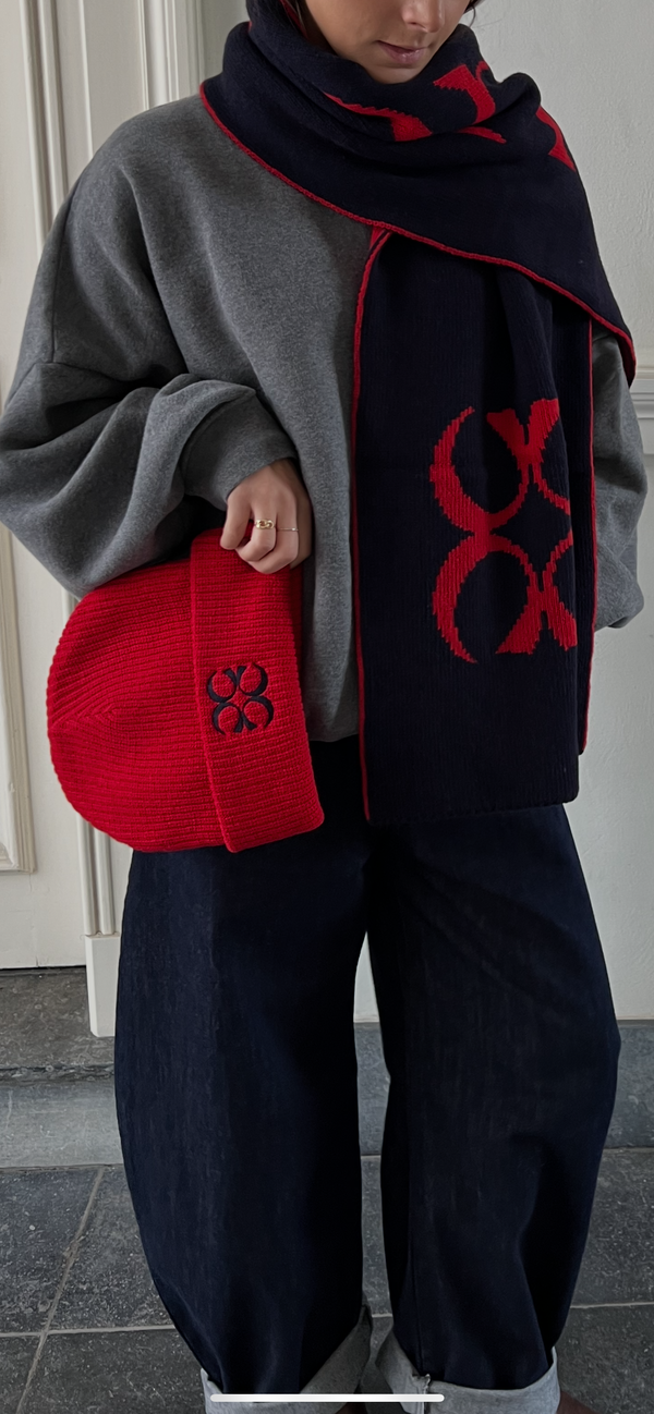 coucou willow scarf navy-red