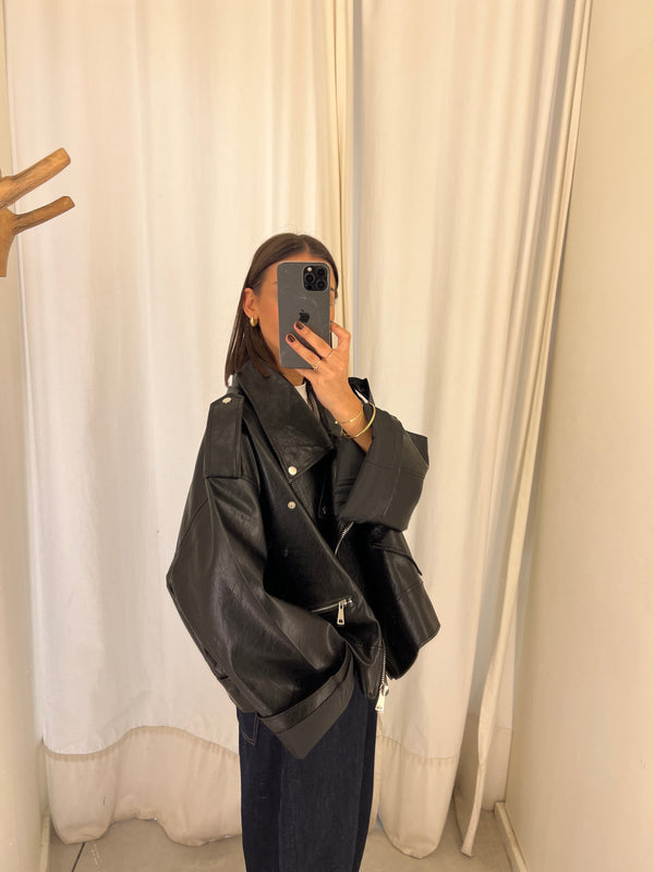 Vegan leather bikerjack black