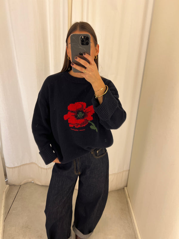 coucou macaron knit poppy print