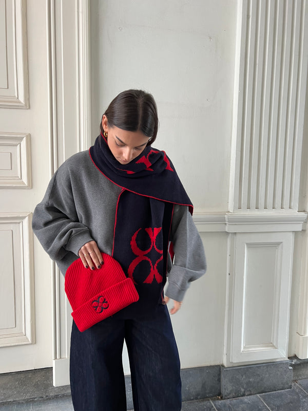 coucou willow scarf navy-red