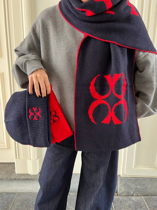coucou willow scarf navy-red
