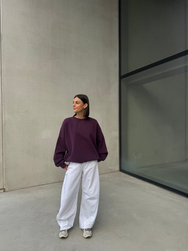 JOSEPH SWEATER COUCOU AUBERGINE WITH DESTROYED LETTERS