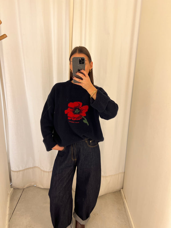 coucou macaron knit poppy print