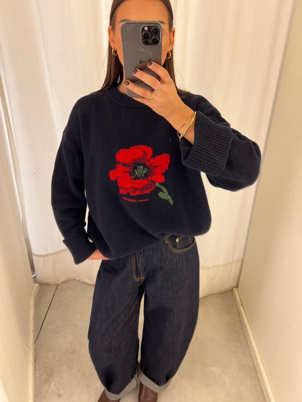 coucou macaron knit poppy print