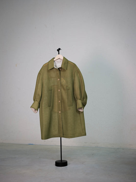 Long green Honeycomb jacket by T_coat