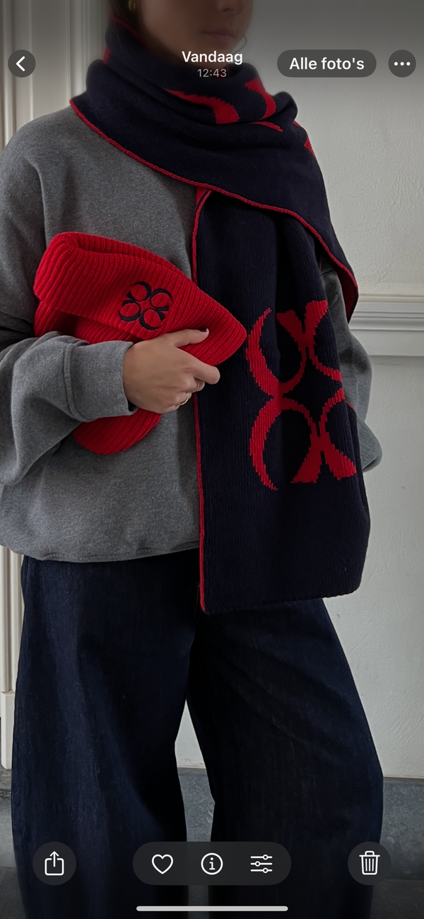 coucou willow scarf navy-red