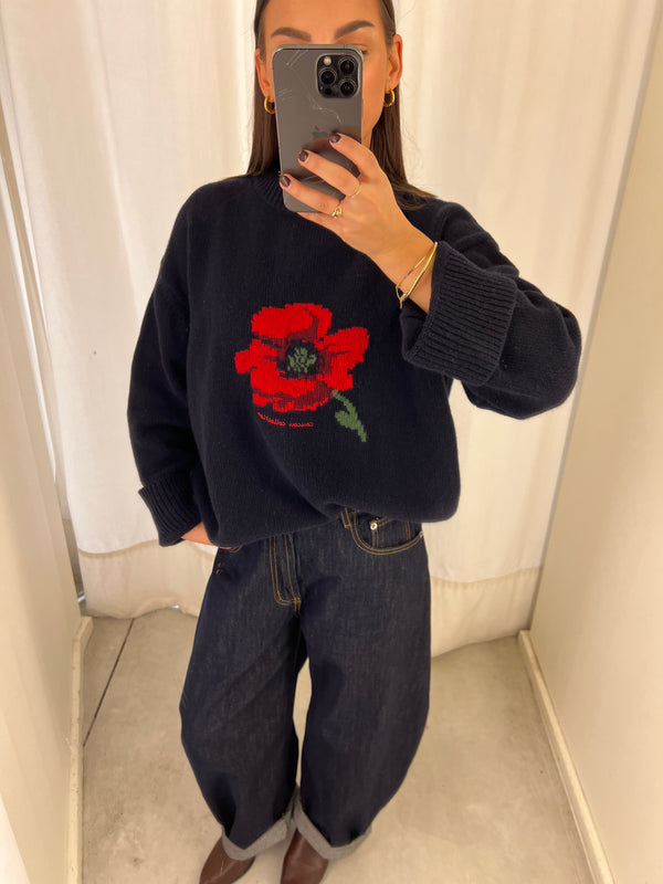 coucou macaron knit poppy print