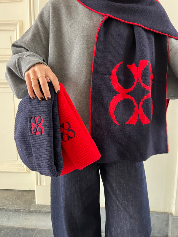 coucou willow scarf navy-red