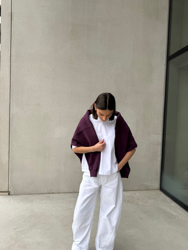 JOSEPH SWEATER COUCOU AUBERGINE WITH DESTROYED LETTERS