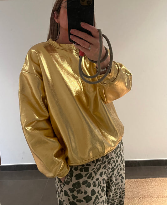shiny gold sweater