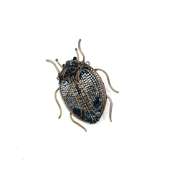 JEWELED SCARAB BEETLE BROOCH