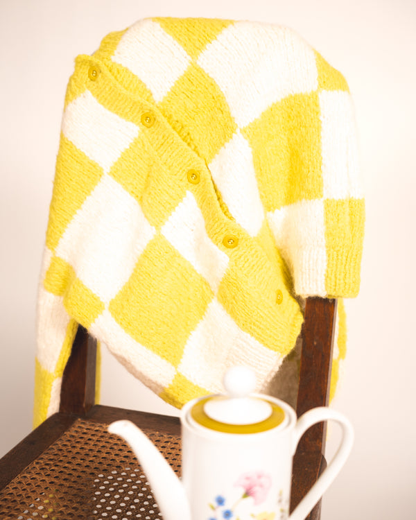 Yellow Checkered Cardigan