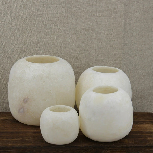 alabaster candle holder XL - white