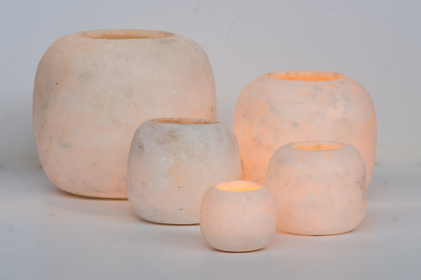 alabaster candle holder L - white