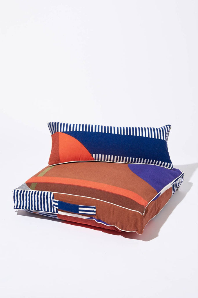 FLOOR CUSHION COVER ABSTRACT ROUX KAKI